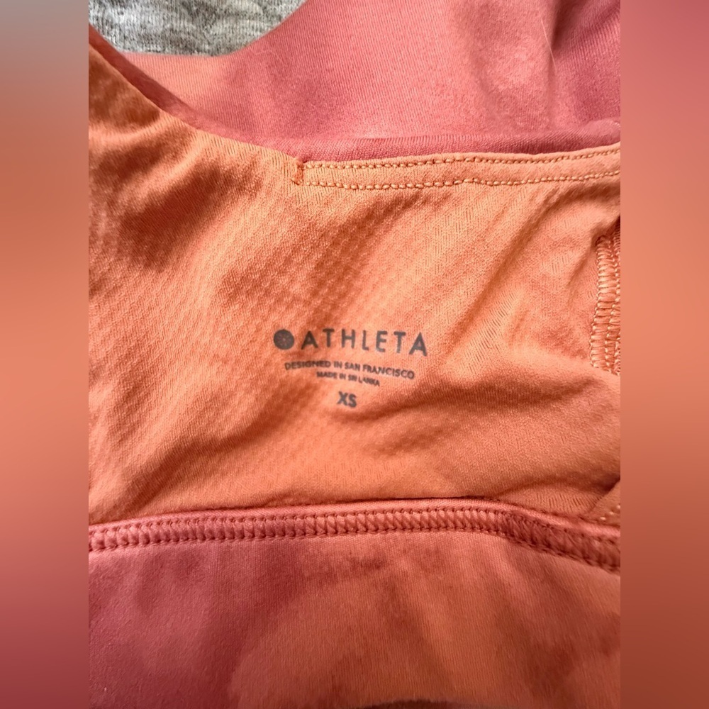 Athleta Exhale Printed Bra XS - Serene Island Coral, Strappy Back, Med Support - Picture 3 of 6